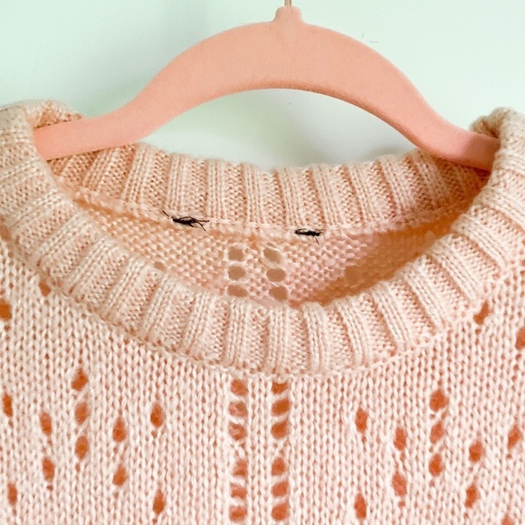 Lulu’s Simply Yours Blush Pink Pointelle Puff Sleeve Sweater XS - Picture 8 of 13